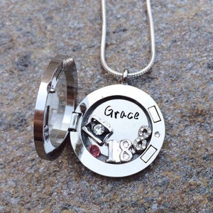 18th birthday gift necklace floating locket - Personalised memory lockets 18th Birthday Gift For Her - Happy 18th birthday custom necklace