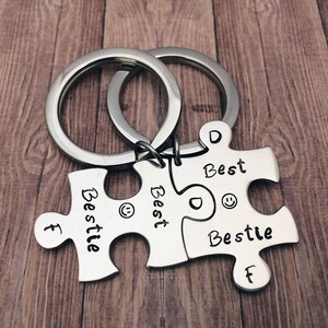 Best friends matching set Jigsaw puzzle piece keyring - Bestie personalised puzzle, best friends set - Christmas Birthday gifts keychain set