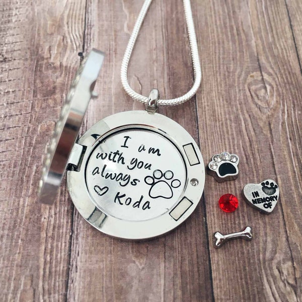 Pet Loss Memory Locket Gift Paw Print - Remembrance Dog Floating Locket - Pet Memorial Custom Necklace Gifts - Personalized Jewelry Pet Loss