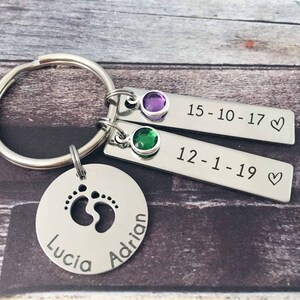 Gifts For Mum Personalised Keyrings - Baby foot keepsake keychain mothers day gifts - Mummy keyring Footprint Present - Mom Custom keychain