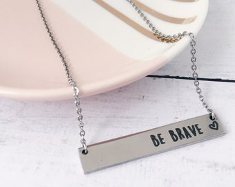 SADNESS N Personalized Custom Engraved Name Horizontal Bar Necklace as Gift for Mother
