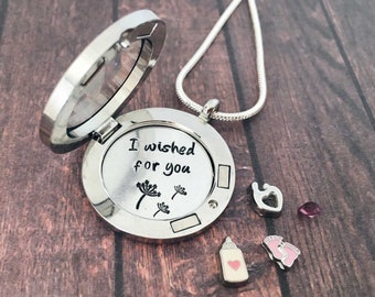 New Mom Necklace Memory Locket Girl/Boy Gifts - Baby Shower Jewelry Gift - New Mum Personalized Daughter / Son Floating Locket Pendant Gifts