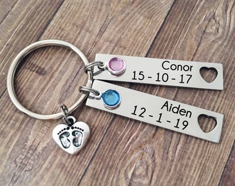 Gift For Mum Personalised Keyring - Footprint keepsake keychain mothers day gift - Presents for her - Custom keyring for mum - Mummy kechain