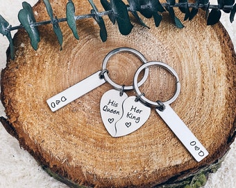 Half Heart Puzzle Couple Keychain Set Gifts - Jigsaw Set Half Heart Couple Love Personalised Keyrings - Custom Keychains His Queen Her King