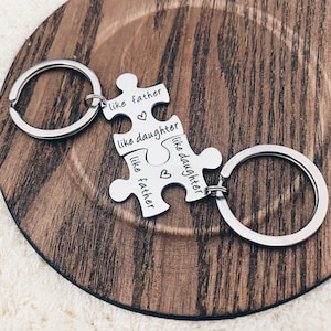 Jigsaw puzzle piece keyring Father and daughter - Father's day gift matching set - personalised puzzle set - gifts for dad, daughter dad set
