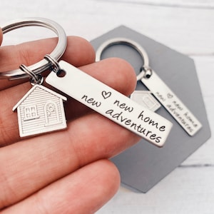 New House Keyring Housewarming Gift - Couple Keychain New Home New Adventures Gift Set- Moving In Together - House Keys Keyring First Home
