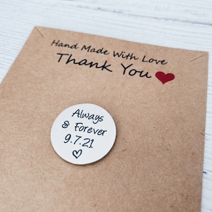 Token Love Gift Always and Forever 22 mm - Regalo de aniversario de bodas para él y ella - Token para novio y esposo - Inserto de billetera Pocket Pebbles