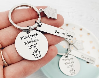 Mortgage Wankers New Home Funny Keyring Housewarming Gift - Couple First Home Gift - Personalised Keychain Moving In First Home Closing Gift