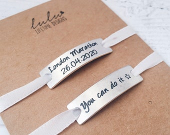 Etiquetas motivacionales para zapatillas de maratón, etiquetas personalizadas para zapatos, regalo para corredores, texto personalizado
