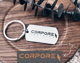 Logo Business Custom Keyring High Quality - Personalised With Any Name, Slogan, Logo - Gift For Your Costumers, Clients or Employers