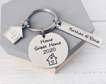 Sweet Home Keyring Housewarming Gift - New House Couple First Home Gift - Personalised House Keys Keychain Moving In First Home Closing Gift