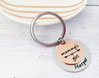 Gifts for Mum Mother's day Keyring - Mummy's girls Bag Accessories - Child Baby Names Keychain - Custom Keepsake Rose Gold Gifts for Mom