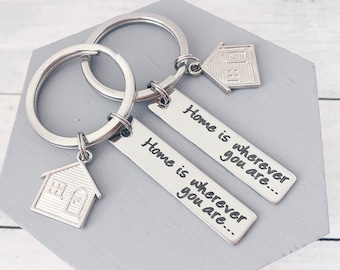 New Home Moving In Together Couple Gift Keyring Set Family - New House Keychain Housewarming Gift - House Keys Keyring First Home Couple Set