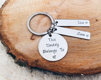 Gifts for dad keychain - This Daddy Belongs To personalised keyring - Fathers day personalised gift - Custom keyring children names keepsake