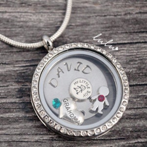 Locket Memory Necklace Personalised Grandma my little boy/girl Gift - Nana Memory Floating Locket Pendant - Mothers Day Gift Grandma Jewelry