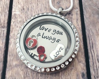 Anniversary Floating Locket Necklace Jewelry Gift - Memory Floating Locket - Custom Love Pendant Jewellery - Valentine's day gift for her