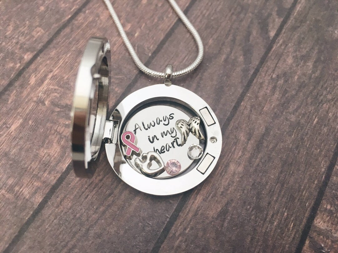 Breast Cancer Memorial Locket Loss Remembrance Necklace Gift - Mum ...