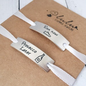 Trainer Tags Motivational Women Funny Gift - Marathon Running Prosecco Later Lace Tags - Personalised Runner Gift, Shoe Inspirational Tags