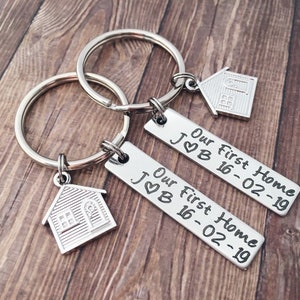 First Home Keyring Housewarming Set Gift - House Keys Keychain Moving In Together- Couple New House First House Gift Set - Funny First Home