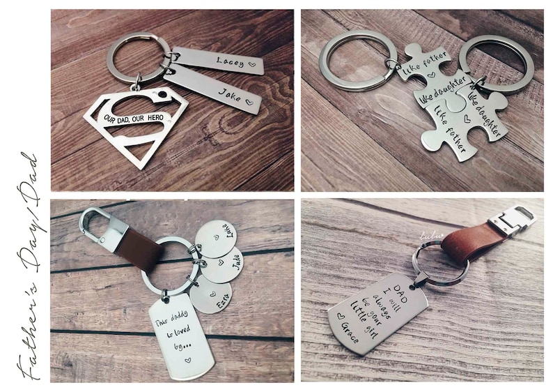 Kid's Art Drawing Keyring Stainless Steel Engraved Children Artwork Handwriting Personalised Baby Keychain Custom Father Dad Grandpa gift image 7