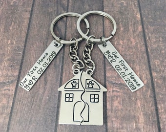First Home Keyring Housewarming Puzzle Gift - Couple New House First Home Gift Set House Keys Keychain Moving In Together First Home Funny