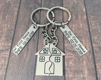 Llavero con el primer hogar, regalo de inauguración de la casa, rompecabezas, pareja, nueva casa, primer hogar, juego de regalo, llavero con llaves de casa, mudanza juntos, primer hogar, divertido