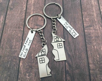 First Home Keychain Housewarming Puzzle Gift - Couples New House First Home Gift Set House Keys Keyring Moving In Together First Home Funny
