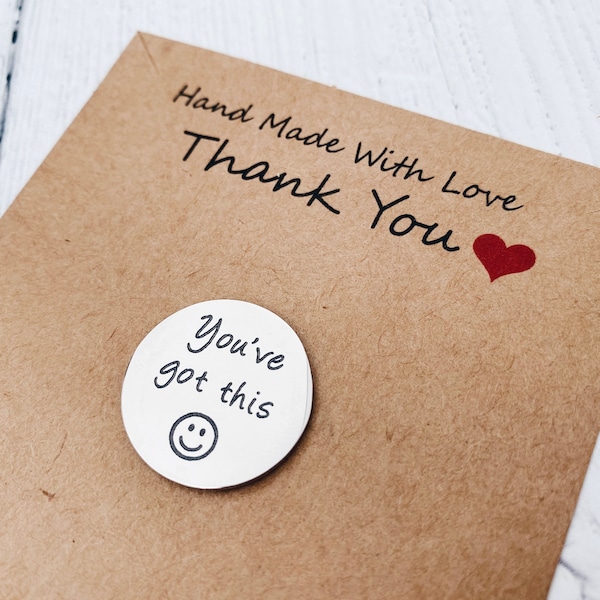 Personalised Motivation Token Gift Courage Coin Mindfulness Wallet Insert Pebble Coin