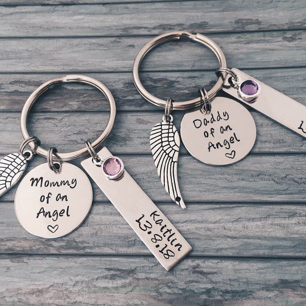 Infant Loss Angel Keychain Gift - Memorial Custom Keepsake - Infant Wings Remembrance Mommy Daddy Gifts - Custom Miscarriage Loved Keyring