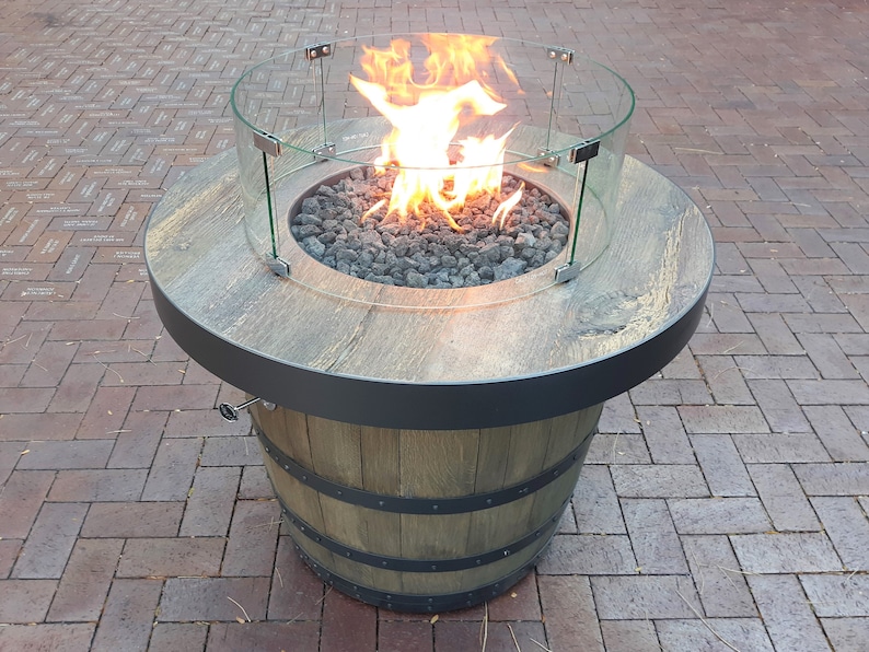 Whiskey Wine Barrel / Concrete Fire Pit Portable / Propane Etsy