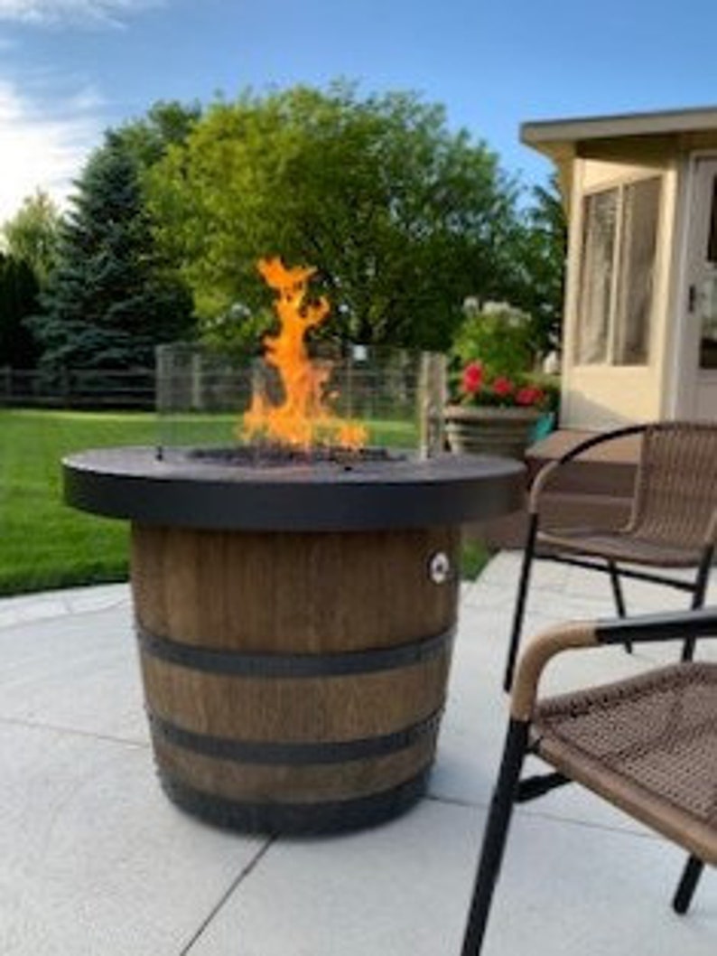 Whiskey Wine Barrel / Concrete Fire Pit Portable / Propane Etsy