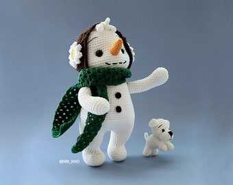 Crochet Snowman Amigurumi Pattern: Mini Snowman with Ear Warmer (PDF)