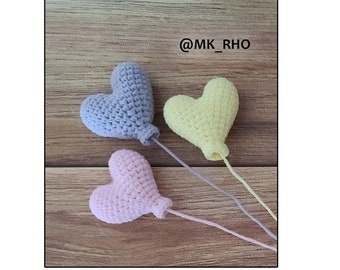 Heart balloon, amigurumi pattern, crochet balloon, pdf