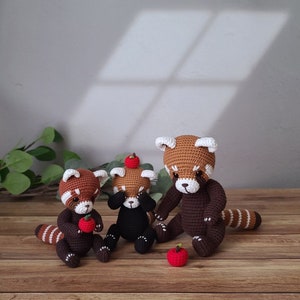 panda rojo a crochet, panda menor, amigurumi redpanda, pdf, patrón de crochet imagen 1
