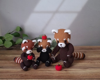 crochet red panda, lesser panda, amigurumi redpanda, pdf, crochet pattern