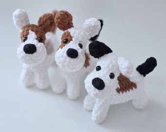 crochet wire fox terrier, crochet dog, amigurumi pattern, puppie pdf