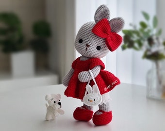 Modello coniglietto all'uncinetto, amigurumi, BigBow Bunny, modello all'uncinetto, modello amigurumi, coniglietto amigurumi, modello all'uncinetto.