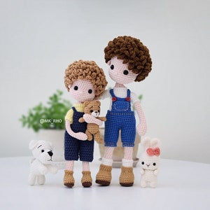 crochet doll pattern, amigurumi  boys and Teddy