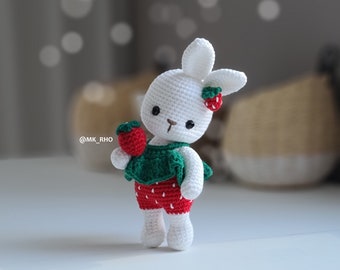 BerryBunny Crochet Pattern: Amigurumi Doll with Strawberry Outfit (PDF)