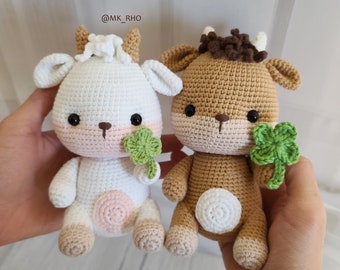 LuckyCow, Crochet Cow, PDF, Crochet pattern,Amigurumi pattern, amigurumi cow