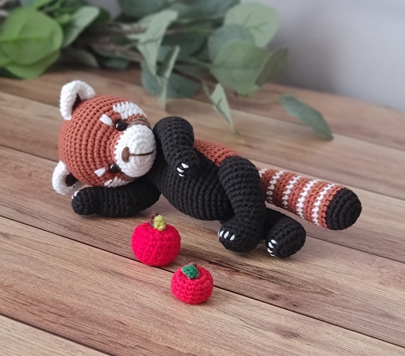 panda rojo a crochet, panda menor, amigurumi redpanda, pdf, patrón de crochet imagen 10