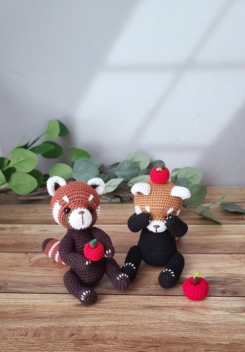 panda rojo a crochet, panda menor, amigurumi redpanda, pdf, patrón de crochet imagen 9