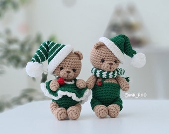 Patrón amigurumi, muñeco de ganchillo, El oso navideño