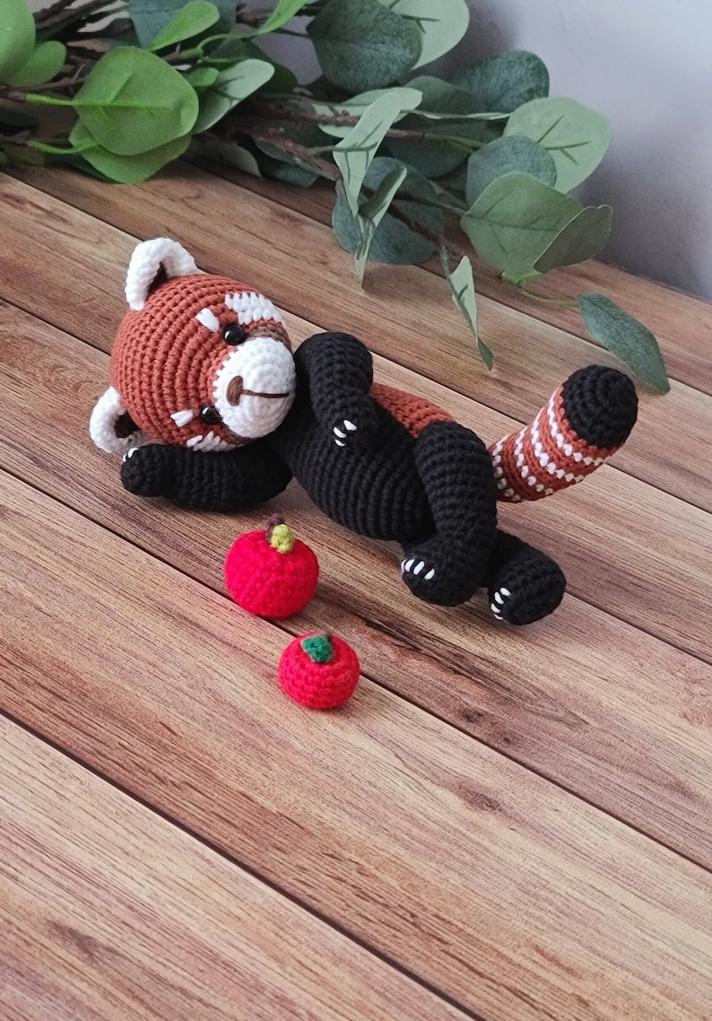 panda rojo a crochet, panda menor, amigurumi redpanda, pdf, patrón de crochet imagen 6