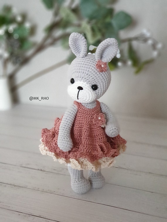 Crochet, Amigurumi, Bunny PATTERN ONLY, Rose Bunny, Pdf Stuffed