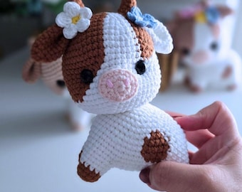Crochet cow Pattern, Amigurumi Flower Calf PDF Digital Download