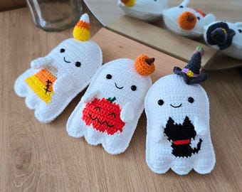 Crochet Pattern Halloween Ghost , Amigurumi Pumpkin, candy corn, witch, cat  Ghost PDF, Spooky Decor.