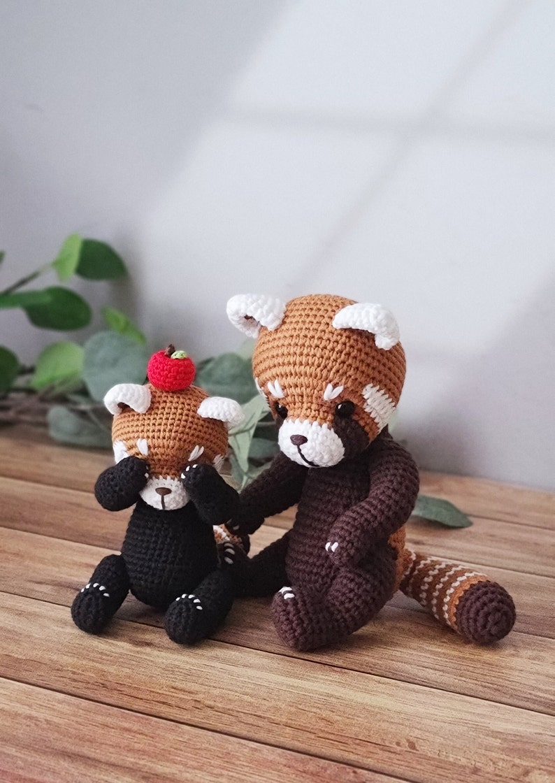 panda roux au crochet, petit panda, amigurumi redpanda, pdf, modèle au crochet image 4