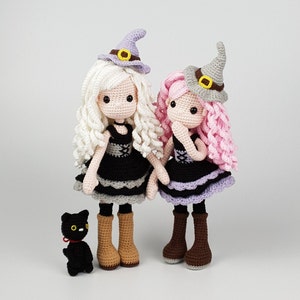 crochet pattern, amigurumi Witch and Cat image 1