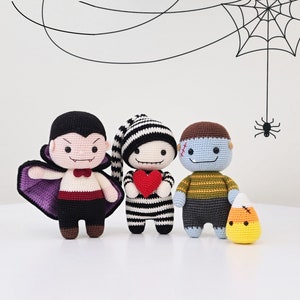 Crochet Halloween Amigurumi Pattern: Jack, Franky, Vampire (3 PDF)